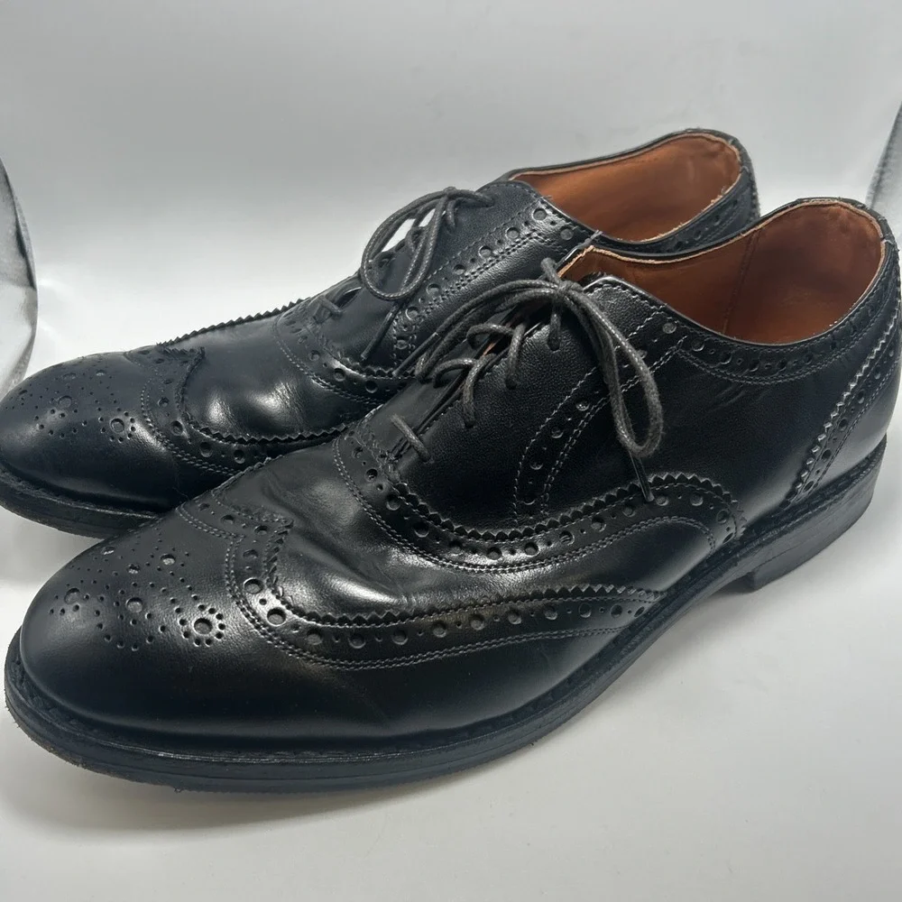 Allen Edmonds WHITNEY Oxford Shoes Mens Size 10.5 D Wing Tip Dress Black USA - Picture 1 of 16